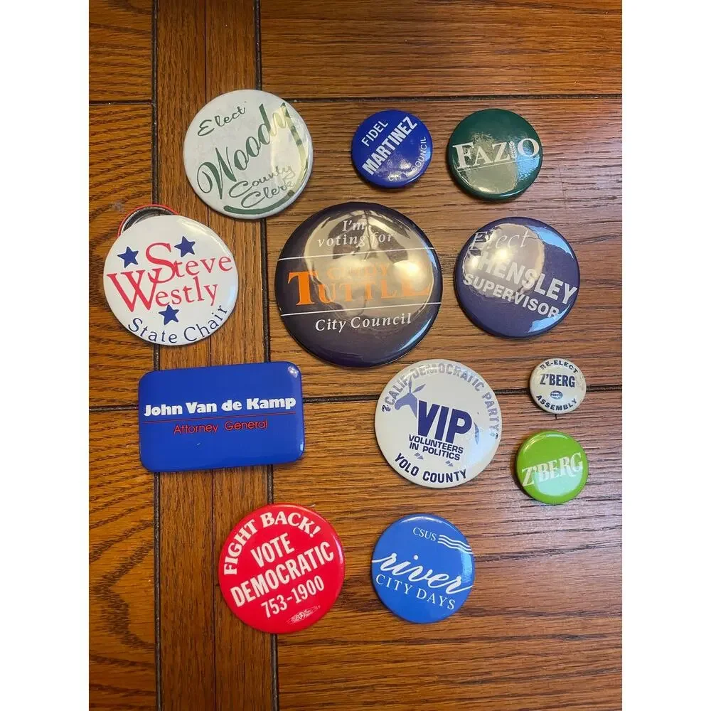 13 Vintage California Political Campaign Buttons Yolo Sacramento Zberg Fazio